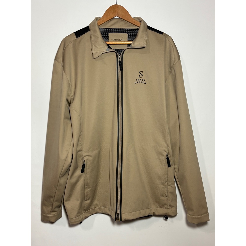 Nike Golf Jacket Mens Large Tan‎ Shady Canyon Full Zip Windbreaker Performance